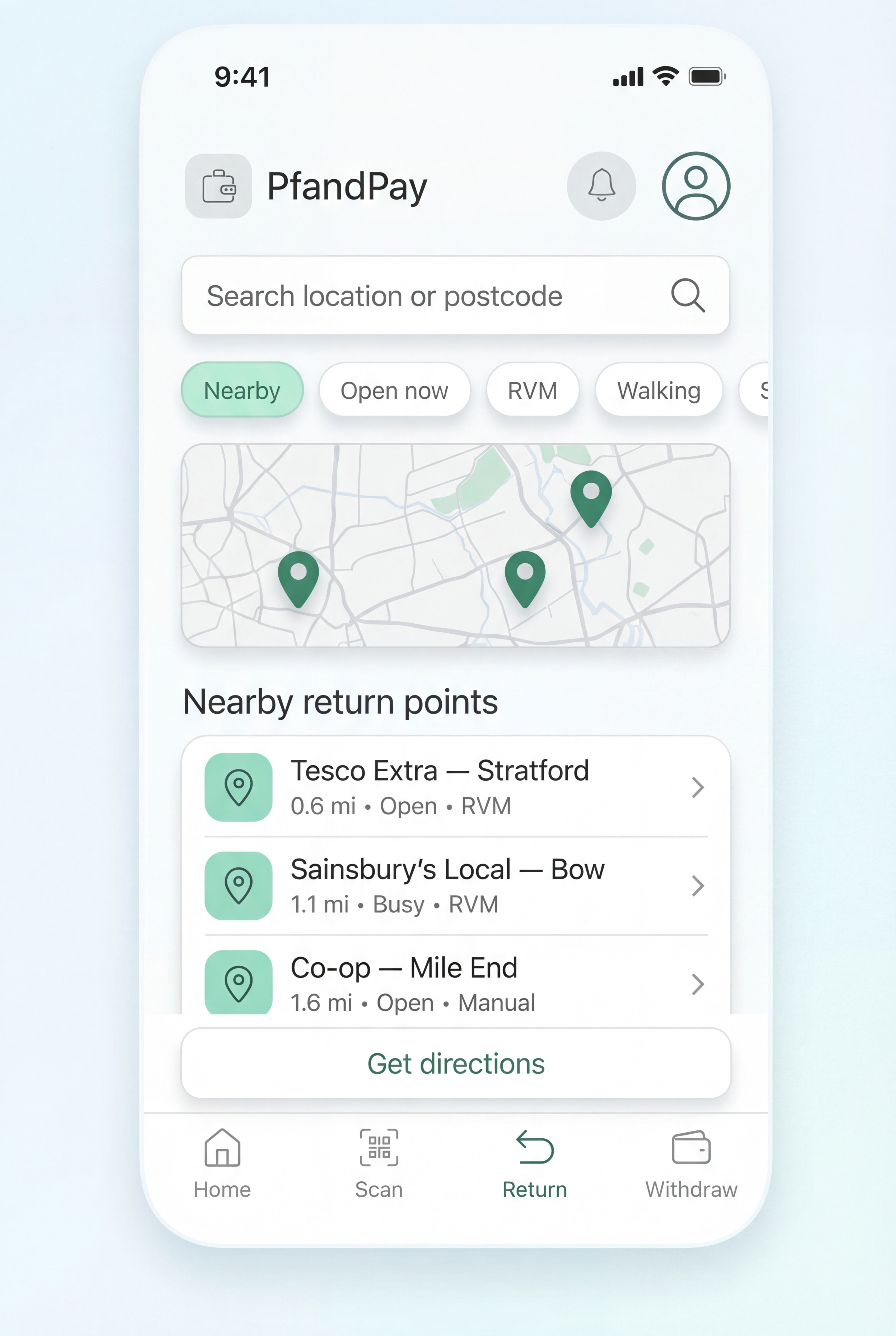 Locate a return machine near you and start your journey.
